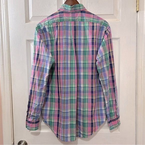 POLO Ralph Lauren Button Down Shirt Men's Classic Fit Blue Pink Plaid Size M - Picture 2 of 7